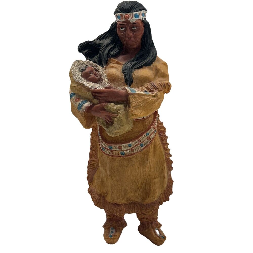 VTG Native American 9 5/8 inch tall with baby VGC